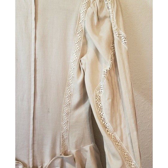 Jessica McClintock Vintage Beige Linen Peplum Ruffle Dress Exquisite, Sz 6 - Picture 11 of 16
